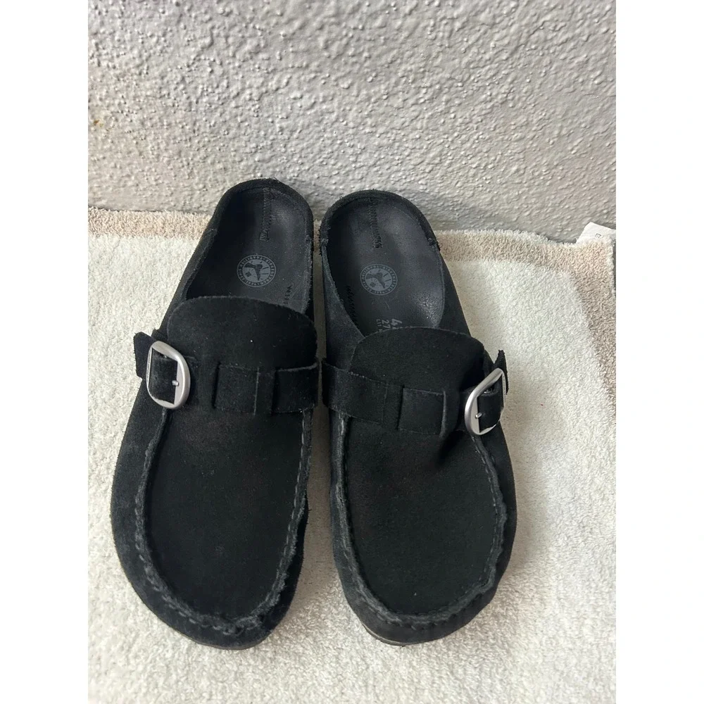 Birkenstock Buckley Black Suede Moccasin Clogs Mules 42 M9